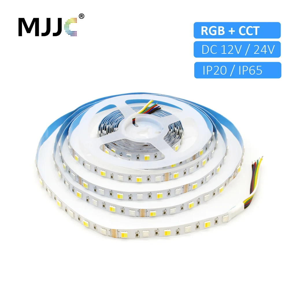 MJJC RGBCCT LED Strip 12V DC 24V 5M Waterproof LED Ribbon Tira SMD 5050 RGBW Light Tape TV Lights Stripe Living Room Decoration