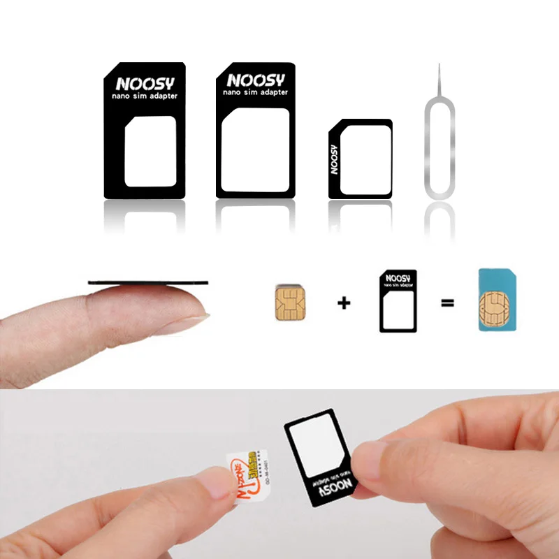 Sim Card Adapter 4 In 1 Micro Sim Adapter Met Eject Pin Key Retail-pakket Nano Sim Card Adapter Kit met Kaart Pin Standaard