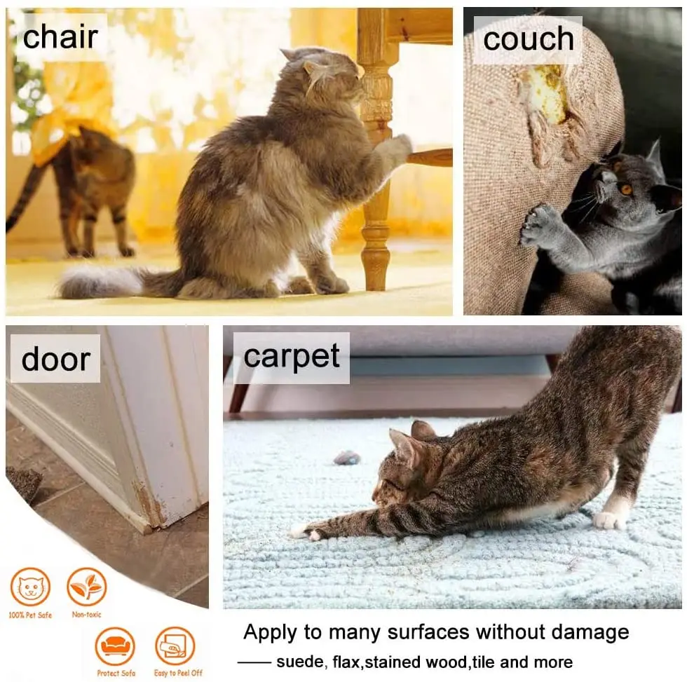 Furniture Protector Transparent  Single Sided Cat Scratch Deterrent Tape for Couch Carpet Doors Pet & Kid Safe