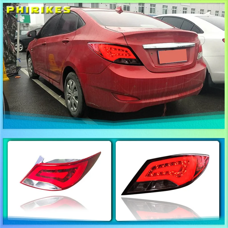 LED Tail Lamp for Hyundai Accent/Verna/Solaris 2010 2011 2012 2013 Red Smoke Black LED Tail Light Turning Signal Brake Light