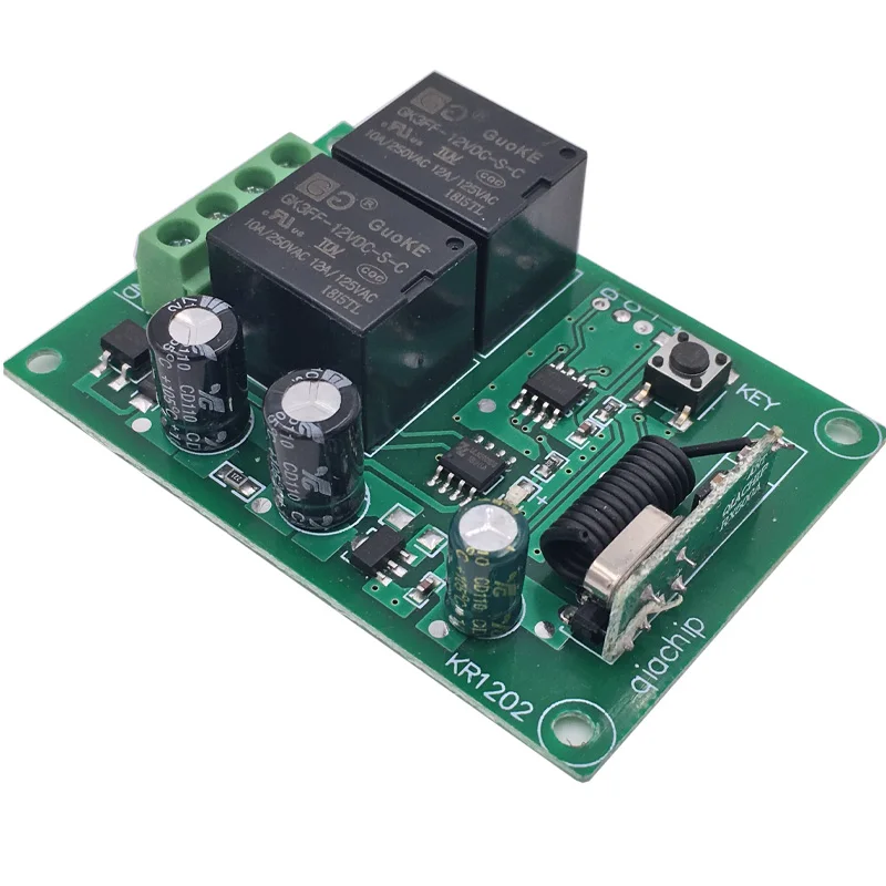 DC 12V 10A 2CH Remote Control Switch Wireless Receiver Relay Module for rf 433MHz Remote Change Current Direction With 2 sets