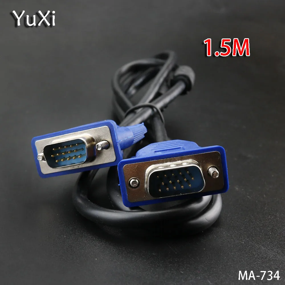 

YuXi VGA Cable1.5m/3m/5m 15Pin VGA line Male To Male M/M HDMI Vga To HD Transfer Wire Video HDTV Converter Adapter Aux Cable