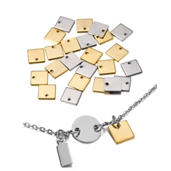 20-50pcs/lot Stainless Steel Square Pendants Charms Handmake For DIY Bracelet Necklace Jewelry Making Supplies Accessories