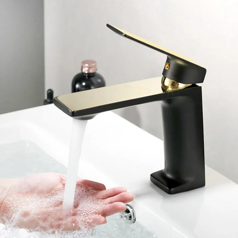 Basin Faucets Brass Hot & Cold Bathroom Sink Mixer Crane Vessel Taps Single Handle Deck Mounted Faucets Black/Gold New Arrival