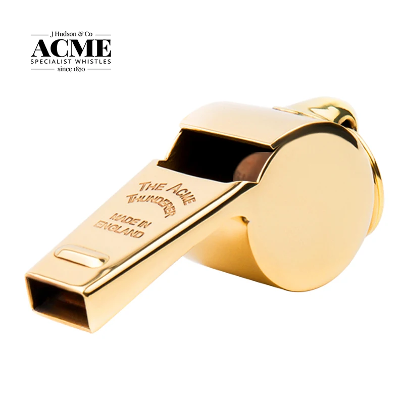 acme-585-referee-coach-whistle-brass-material-golden-color-high-grade-hand-polished-rugby-sports-competition-whistle