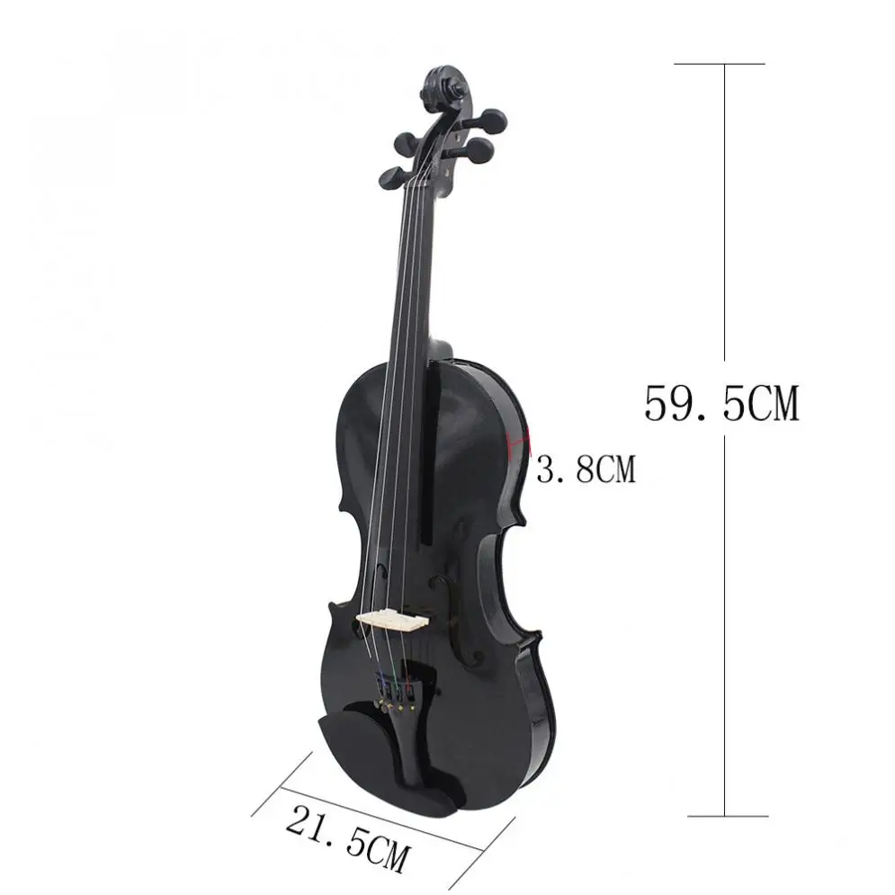 Violin 4/4 Full Size Black Acoustic Violin Fiddle with Case & Bow  for Violin Beginner Stringed Instruments