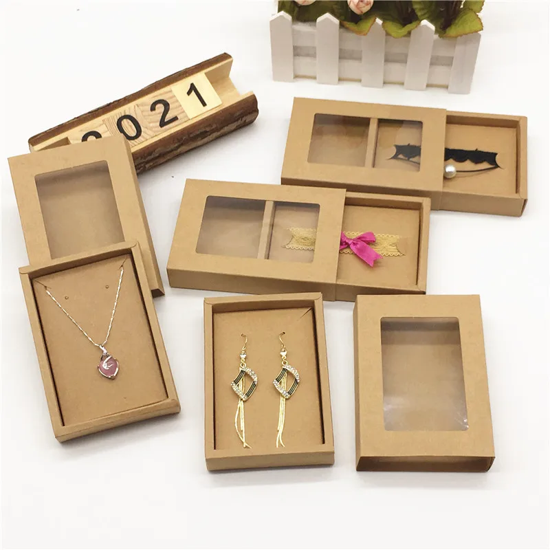 24Pieces Beautiful Jewelry Necklace Pendant Bangle Display Box With Clear Window And Inner Card Memorial Wedding Love Gift Boxes