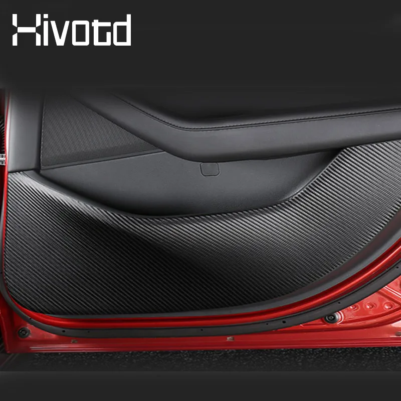 Hivotd For Mazda 3 Bp 2024 2023 2022 2021 Accessories Car Door Anti-Kick Pad Carbon Fiber Film Sticker Interior Cover Protector