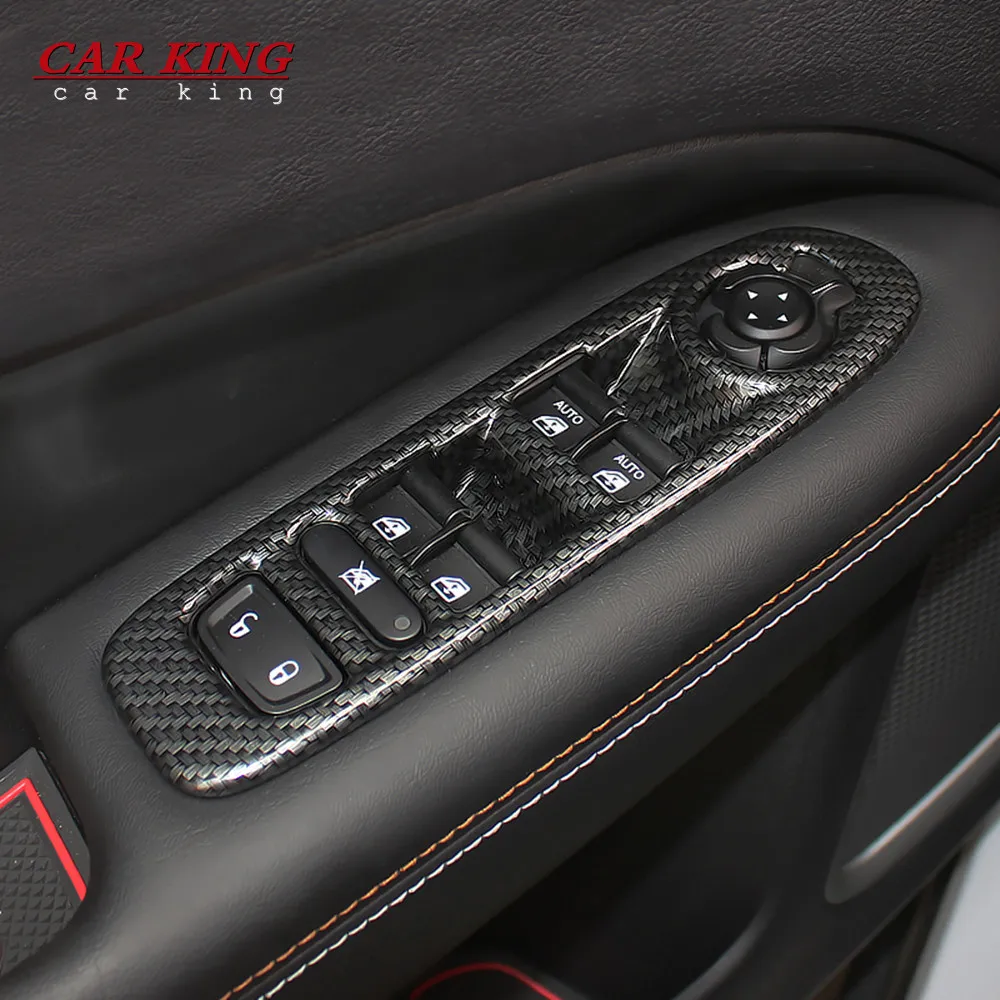 

For Jeep Compass 2017 2018 - 2020 ABS Carbon Car Window Lift Switch Button Cover Trims LHD Door Armrest Panel Frame Accessories