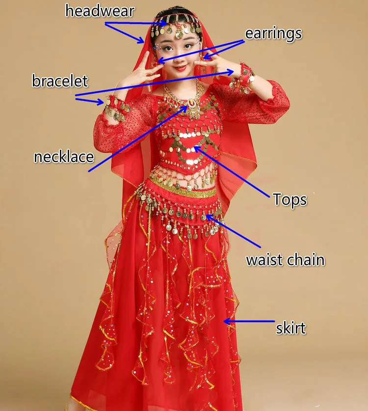 Belly Dance Dancer เสื้อผ้า Bollywood อินเดียเต้นรำเครื่องแต่งกายสำหรับเด็กเด็กเซ็กซี่ Belly Dance เสื้อผ้าเต้นรำโอเรียนเต็ลสำหรับ STAGE