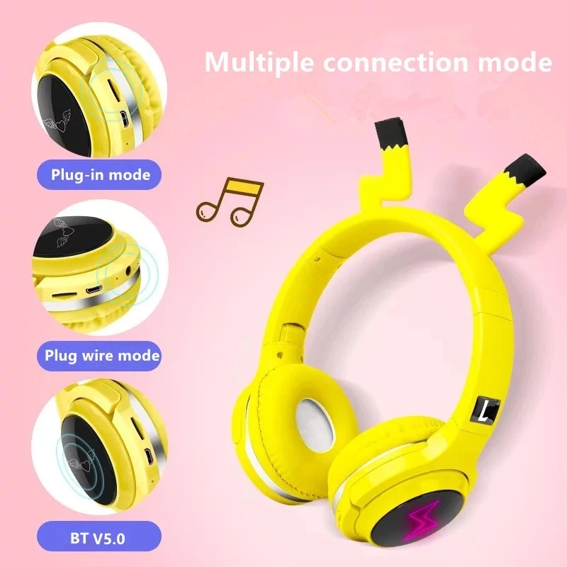 Nuovo arrivo LED Cute Bluetooth 5.0 cuffie cuffie per bambini cuffie Stereo pieghevoli con supporto per microfono TF Card spina da 3.5mm