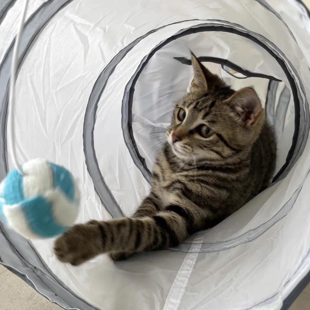 

3 Holes Foldable Cat Tunnel Toys with Interactive Ball Training Tube For Kitty Dog Indoor Collapsible Funny Cat Toy