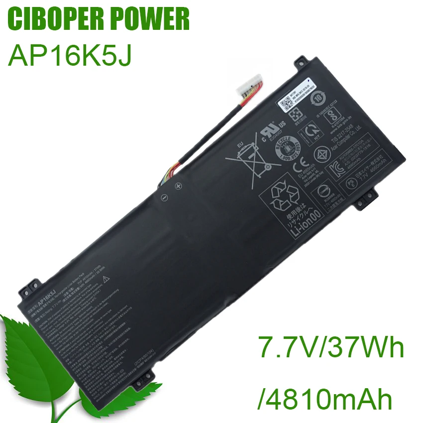 

CP Laptop Battery AP16K4J/AP16K5J 7.7/37wh/4810mAh For Chromebook 11.6" Spin 11 Series R751T R751TN CP511 C5P3 N14N N16Q14 C6DQ