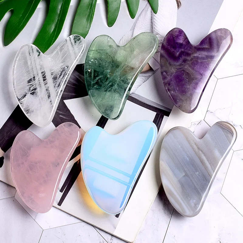 Heart Shape GuaSha Tool Face Rose Quartz Stone Massager Chin Nose Lifting Firming Scraping Board Massage Facial Health Care Skin