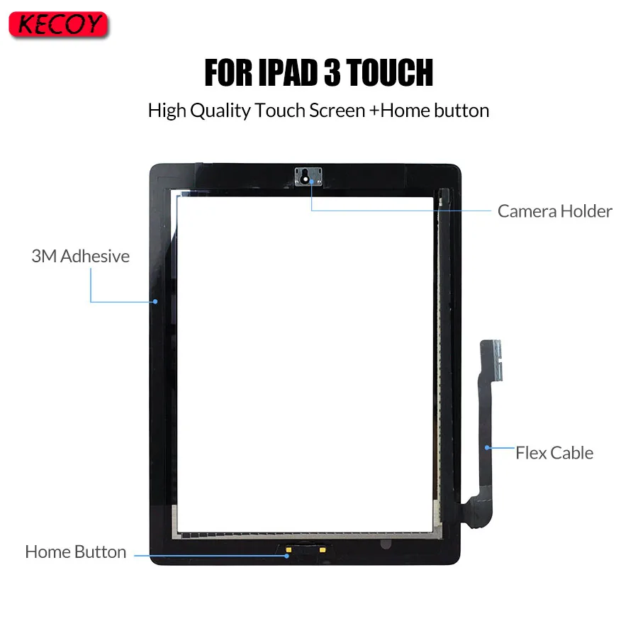 1Pcs Display Touch Screen For iPad 3 A1416 A1430 A1403 TouchScreen Digitizer Panels Sensor Glass Replacement With Button+ Tools