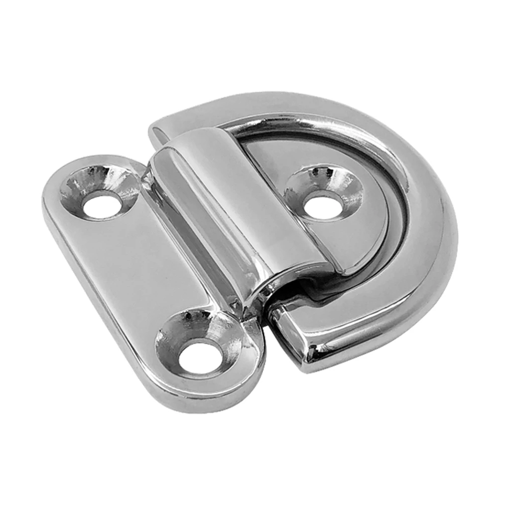 Folding Deck Pad Eyes Lashing D Ring Tie Down 316 Stainless Steel Accessory Cleat for Yacht Motorboat Truck Mirror Polish Marine