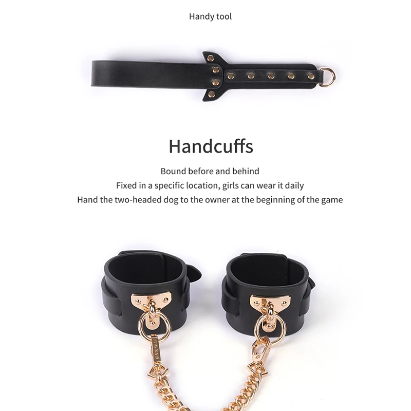 Luxury Bed Bondage Set Genuine Leather BDSM Kits Restraint Handcuffs Collar Gag Erotic Sex Toys For Women Couples Adult Games