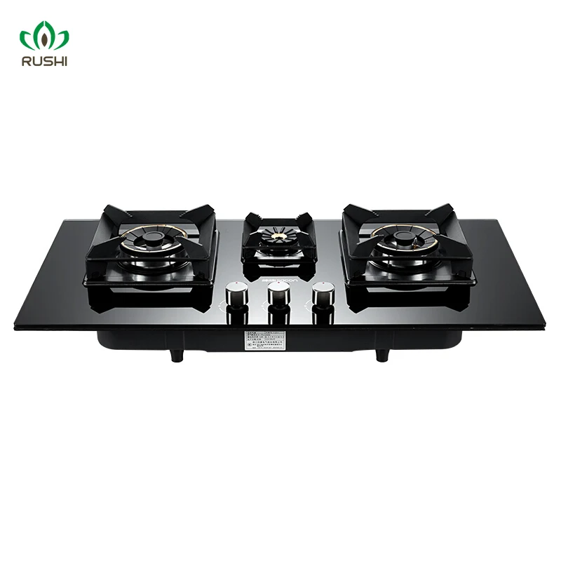 Fogão a Gás de Alta Potência Sacon, Fogão de Mesa Embutido de Dupla Finalidade, Uso Natural e Liquefeito, 3 Queimadores, 5.2kW