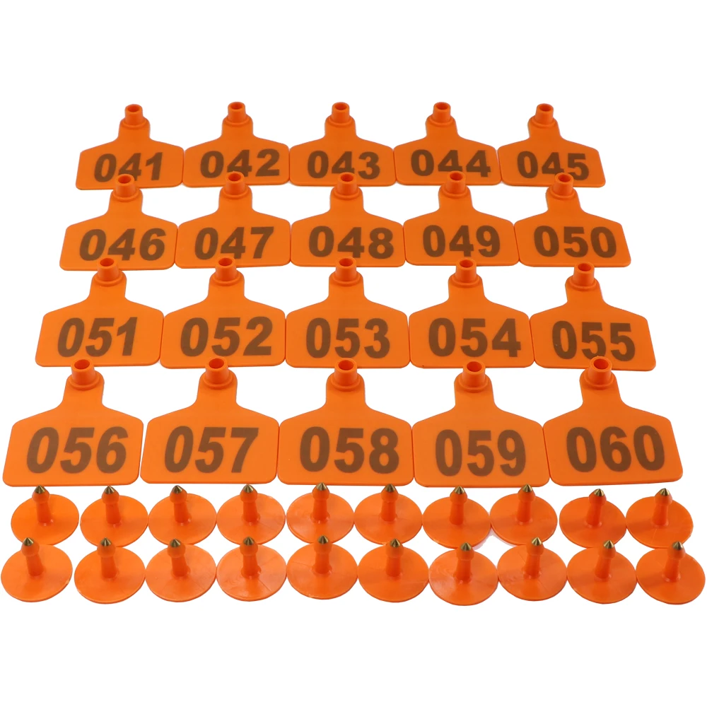 100PCS Numbered 001-100 Cattle Ear Marker Label Laser Cow Signage Tag Copper Head Earrings Animal Livestock Identification Card