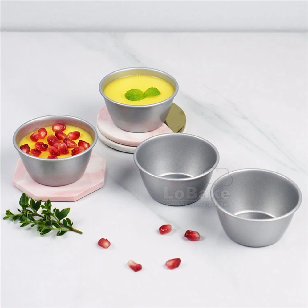 

10pcs/lot Non-stick Integrally Round Carbon Steel Pudding Cup Muffin Cake Mold Cup Egg Tart Holder Cheese Tiramisu DIY Baking