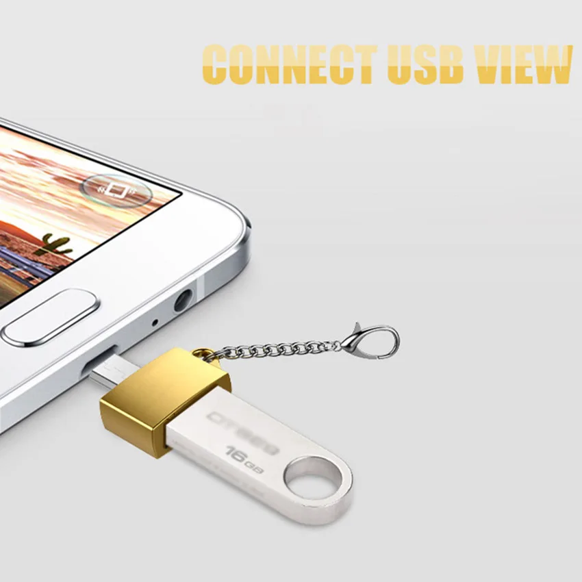 Metal Type C OTG Type-C To USB 2.0 OTG Connector Adapter Male To Female with Key Chain Adapter for Android