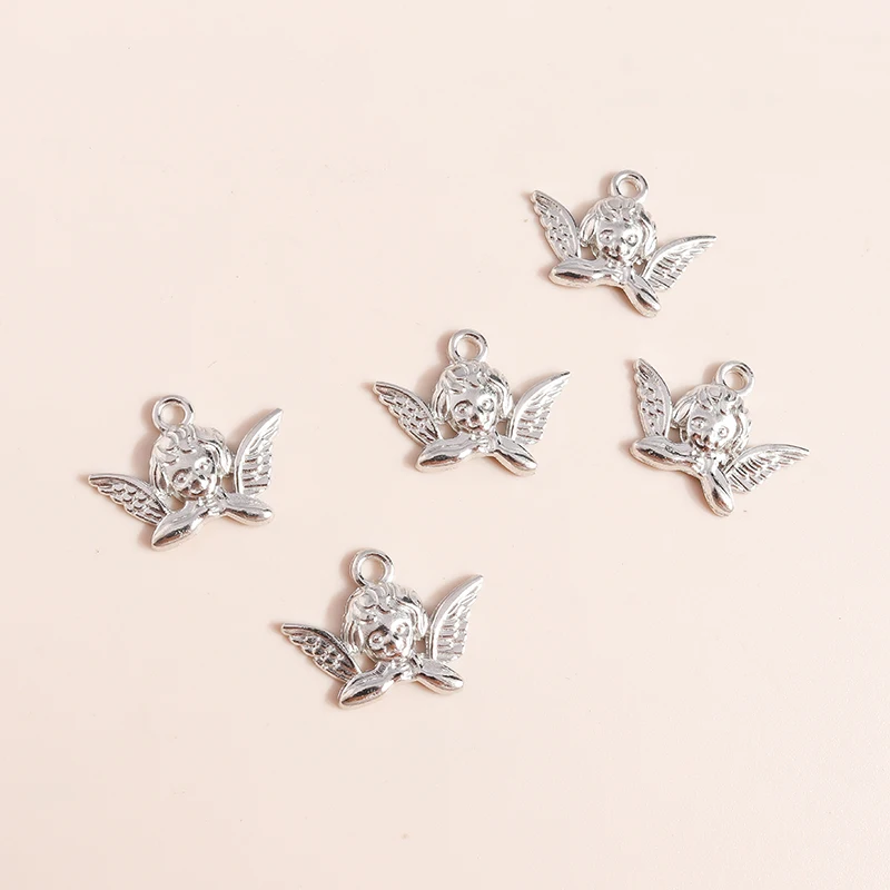 Leslie 20 Stück modische Liebes-Engel-Charms-Anhänger für Halsketten, Ohrringe, Zubehör, Charms für DIY-Schmuckhandwerk – Detail 6