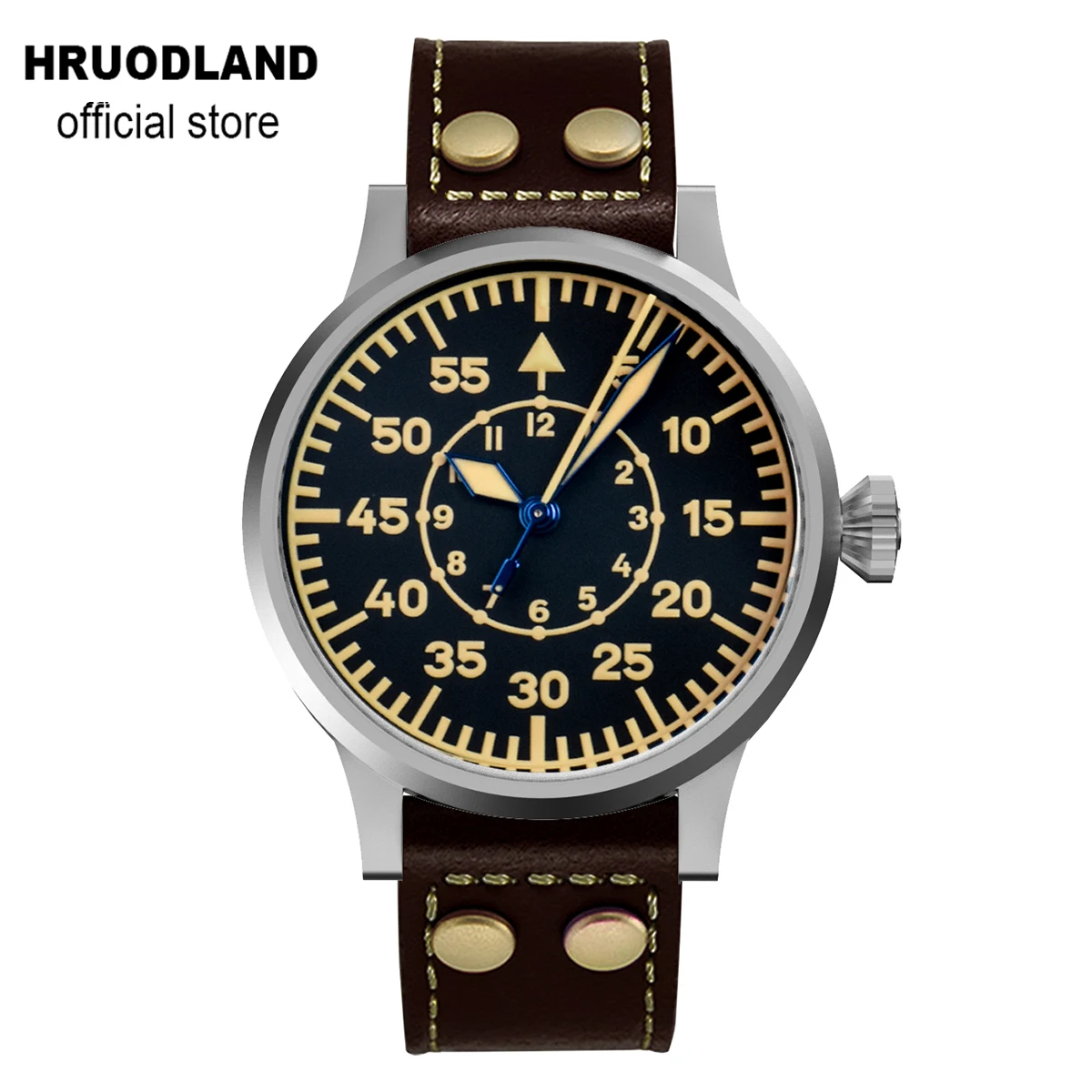 Hruodland Retro Automatic Men Pilot Watches 42Mm Sapphire Glass Pt5000 Sw200 10Atm Mechanical Diving Wrist Watch for Men Male