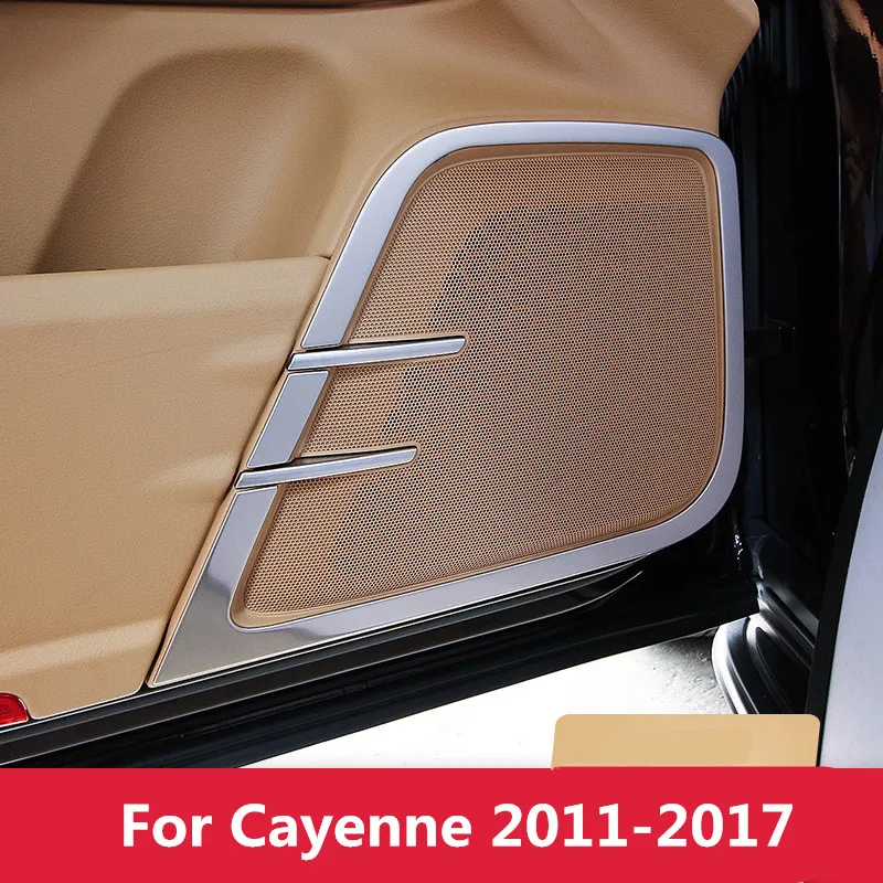 Matte Silver Car Interior Door Speaker Sticker Moulding Trim for Porsche Cayenne 2011 2012 2013 2014 2015 2016 2017 Styling