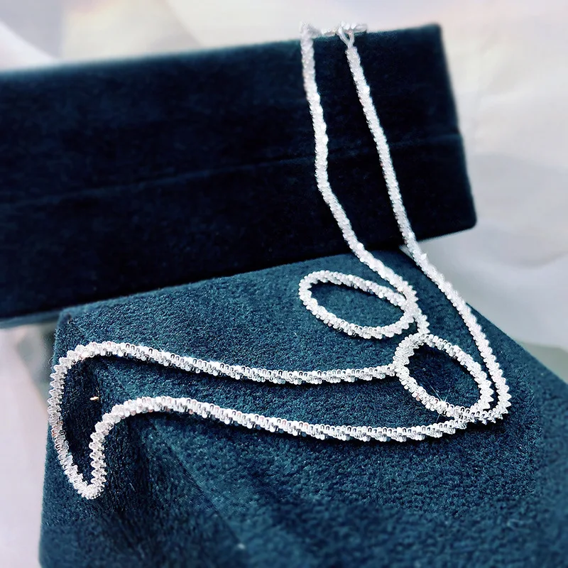 

100% 925 Sterling Silver Shimmering 18K White Gold Plated Necklace For Women Party Fine Jewelry Gifts