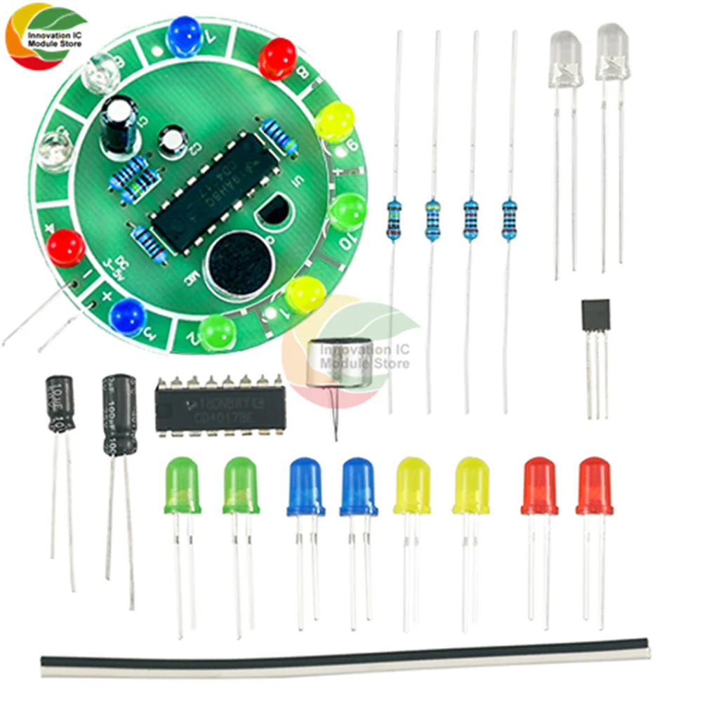 CD4017 Colorful Sound Control Rotating LED Light Lucky Turntable Water Lamp Kit Electronic Welding Assembly DIY Training Parts