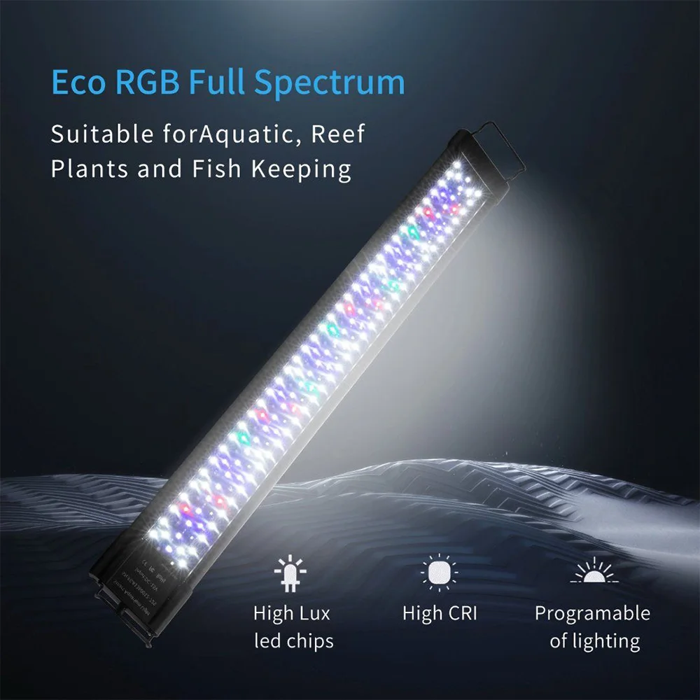 Full Spectrum Aquarium Led Light With Aluminum Alloy Shell Extendable Brackets for Freshwater Smart Fish Tank Lightings