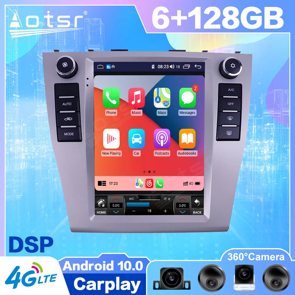 128GB Android Tesla Style For Toyota Camry 2006 - 2011Car Radio Carplay Multimedia Vedio Player GPS Auto Navi Stereo DVD Head