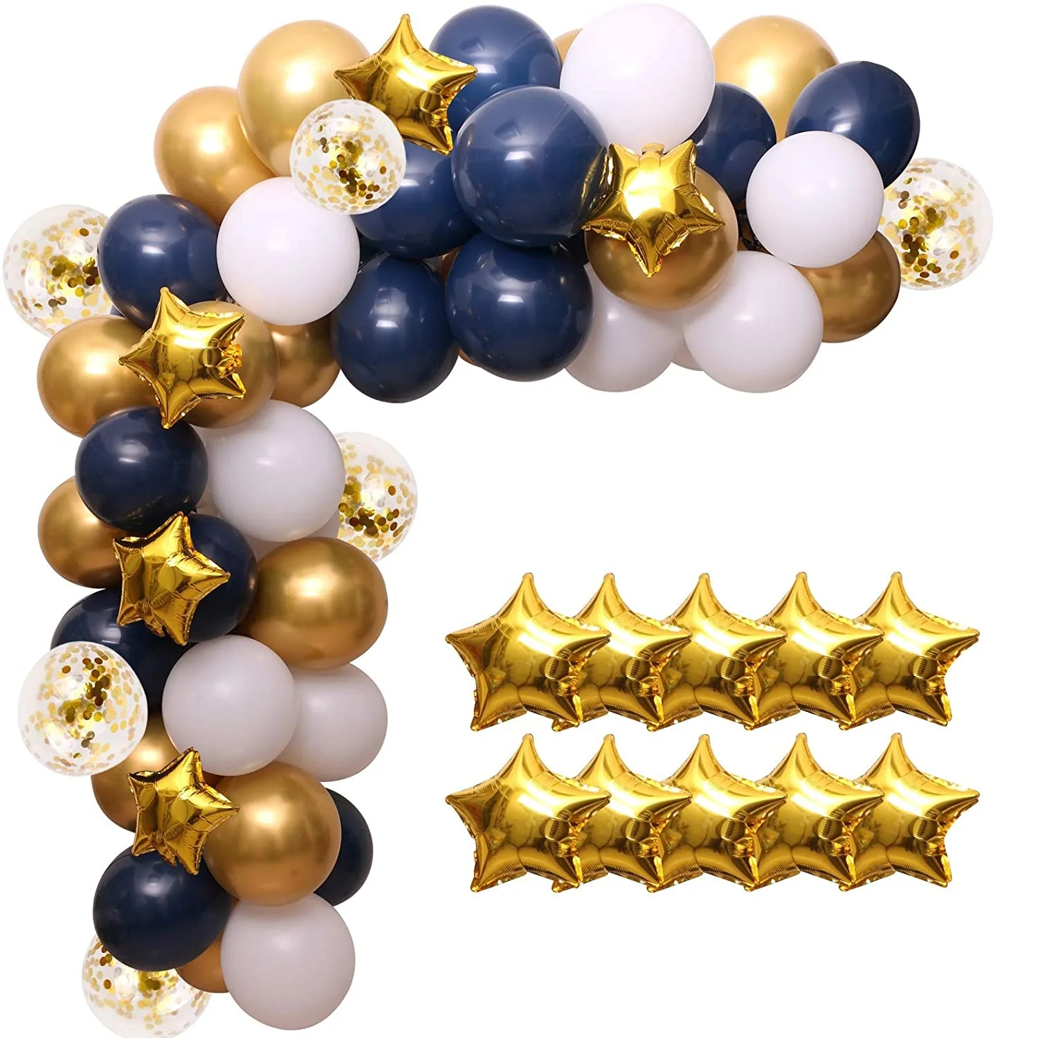 103Pcs/lot Navy Balloons Garland Chrome Gold Star Helium Globos Navy Blue Gold Party Balloon Arch for Baby Shower Party Decor