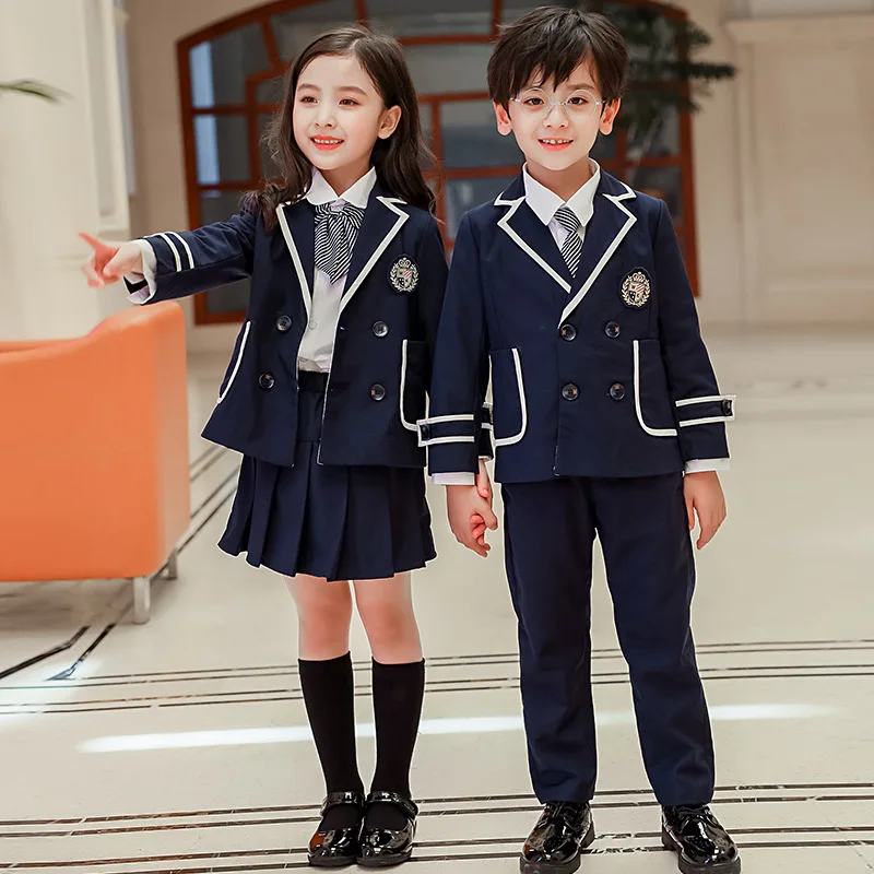 Autumn And Winter 4-piece Suit Kindergarten Pupils School Boys And Girls Blazer Suit Comfortable And Breathable Suit Set LB208