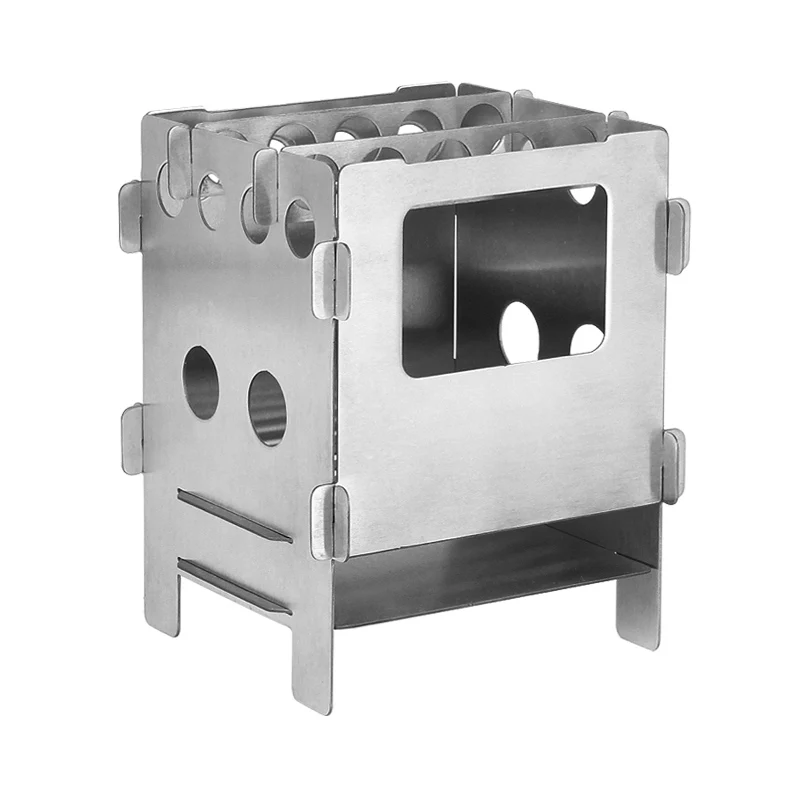 Tiartisan Mini Portable Camping Pocket Stove Stainless Steel or Titanium Wood Burning Stove Hiking Picnic BBQ Stove
