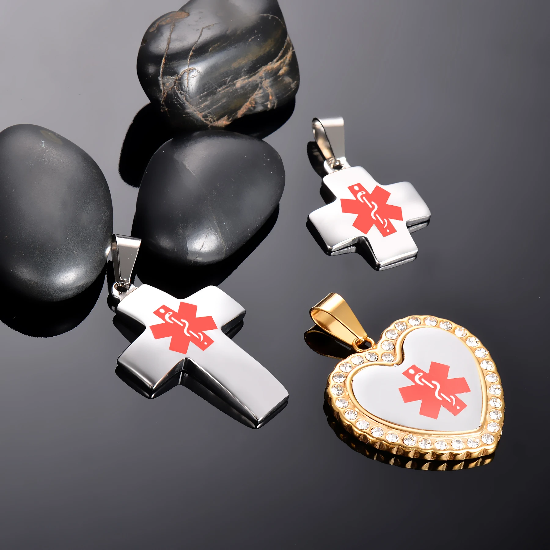 Free Engraving Medical Alert ID Pendant for Men Women Necklace Stainless Steel  Tags Emergency  Jewelry