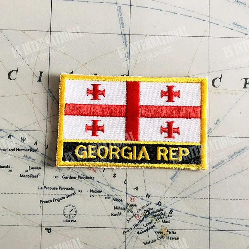 GEORGIA  National Flag Embroidery Patches Badge Shield And Square Shape Pin One Set On The Cloth Armband   Backpack  Decoration