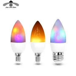 Bombilla LED de llama RGB E27, E14, E12, iluminación de velas, 3W, 110V, 220V, emulación parpadeante, lámpara de decoración, fiesta de vacaciones