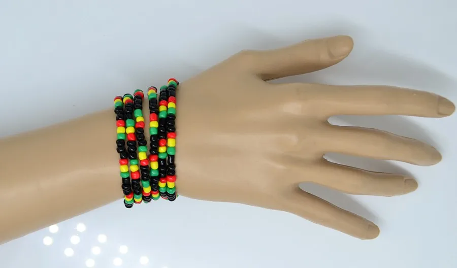 20x Rasta Reggae Punk Hiphop Elastic Stretch Bracelets Glass Seed Beads Bracelet Fashion Jewelry