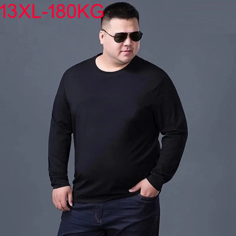 autumn winter Men women T-Shirts Long Sleeve Large Size 8XL 9XL 10XL 13XL big size tees Home underwear Cotton Loose Tops black