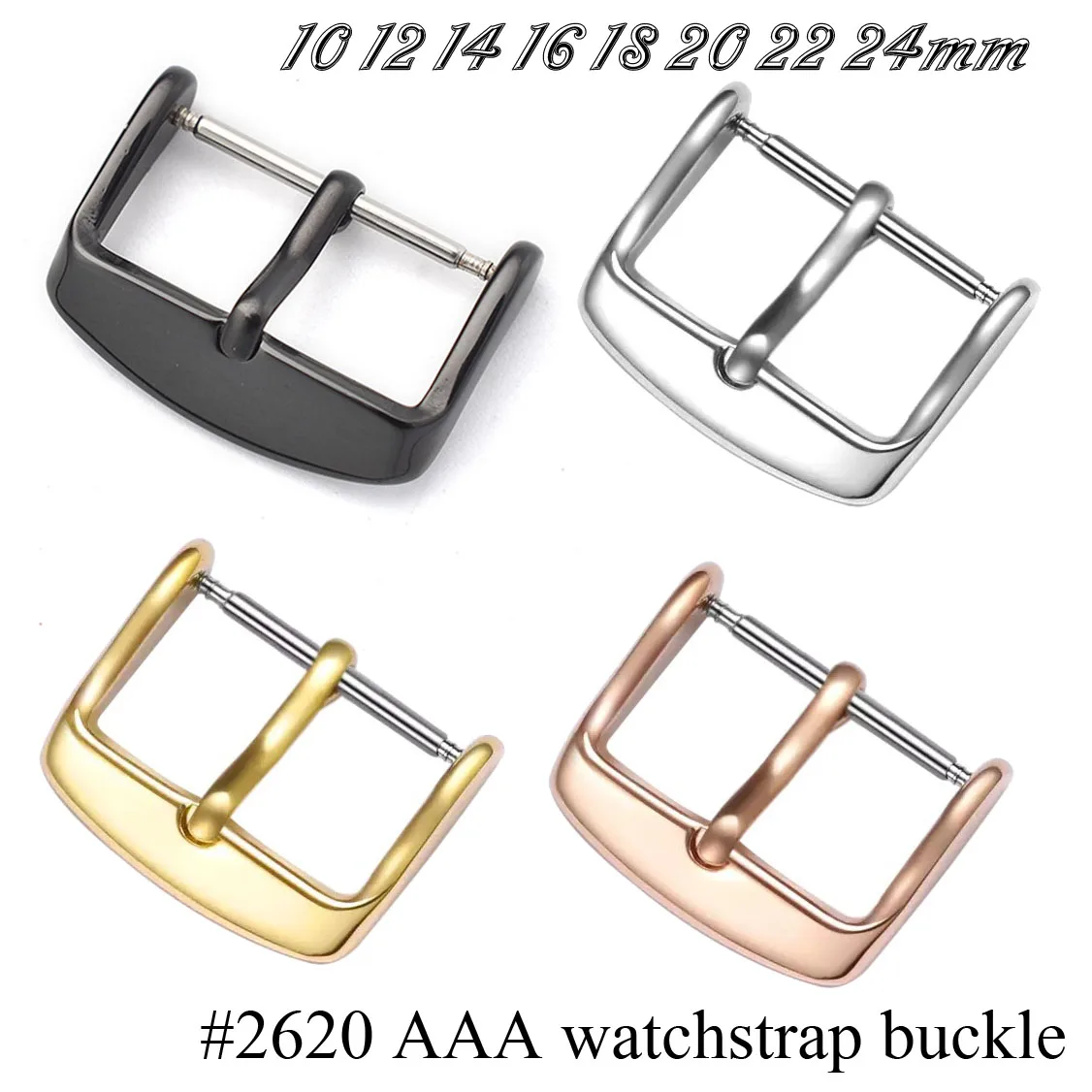 316L Glossy Stainless Steel Watch Strap Buckle Polish Watchband Clasp Band Buckle Repair Tool 10 12 14 16 18mm 20mm 22mm 24mm