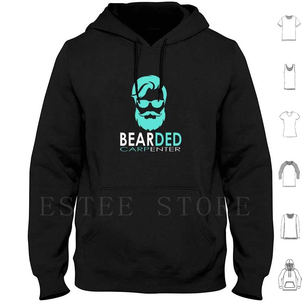 Bearded Carpenter-Light Green White Font Version Hoodie Long Sleeve Bearded Carpenter Bearded Carpenter Beard Cabinetmaker