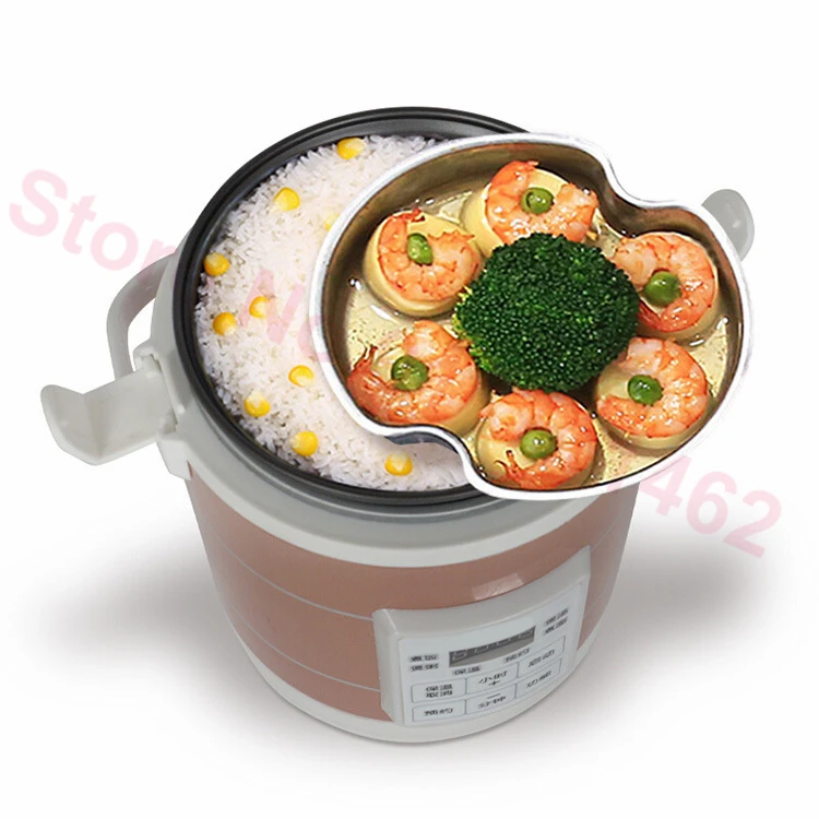 12v 24v Electric Cooking Machine 1.6L Mini Electric Rice Cooker Car Trucks Electric Soup Porridge Cooking Machine