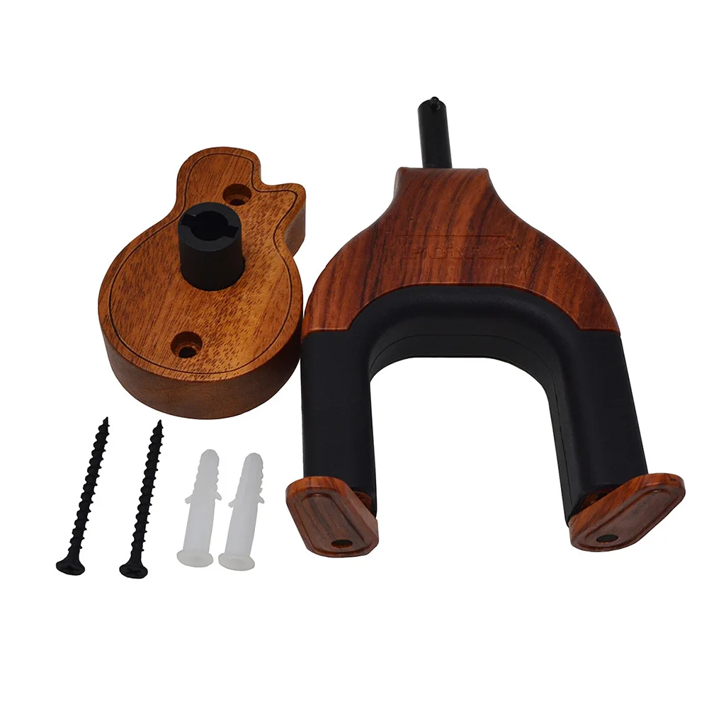 Auto-Locking Guitar Hangers, Hook Holder, Madeira, Montagem na parede, Bloqueio automático, String Instrument Acessórios, 1 Pc