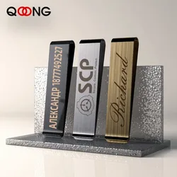 Tarjetero de bolsillo delgado con letras personalizadas para hombre, soporte de Clip de dinero para tarjeta de crédito, billetera de acero inoxidable de tamaño largo, Clip de Metal para billetes