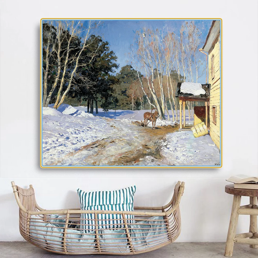 Levitan Isaak Iliich《March, 1895》Canvas Oil Painting Artwork Poster Picture Modern Wall Decor Home Living room Decoration