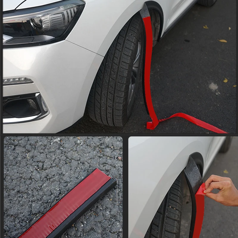 Universal Rubber Fender Flares Car Lip Wheel Eyebrow Wheel Arch Covers Extensions Protector Scratch Proof Rubber Mudguard Car