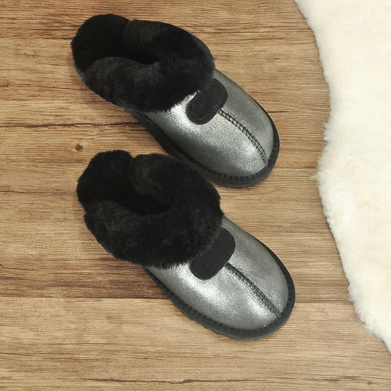 KZZO 100% Natural Sheepskin Fur Slippers Fashion Women Warm Indoor Slippers Soft Wool Lady Home Shoes Female Winter New style