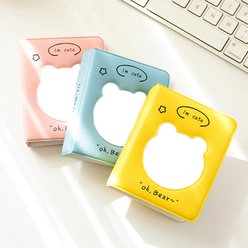 INS Cute Bear Hollow Photocard Holder 3 Inch Photo Album Idol Card Collect Book 36 Pockets Mini Instax Photo Photos Album