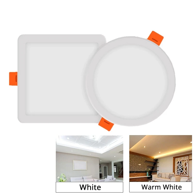 

Ultra thin Downlight lamp 6W 8W 15W 20W led ceiling recessed grid downlight slim round/Square panel light With Free Opening hole